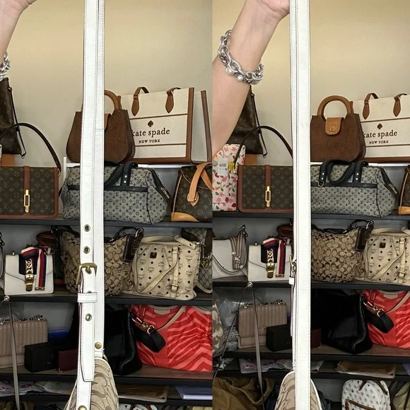 Coach Signature Turnlock Flap Crossbody Bag Khaki Brown White Trim Y2K 2007 - Picture 8 of 12